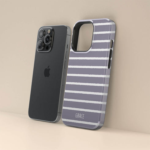 Custom Name Hand Drawn Pastel Stripes iPhone Case
